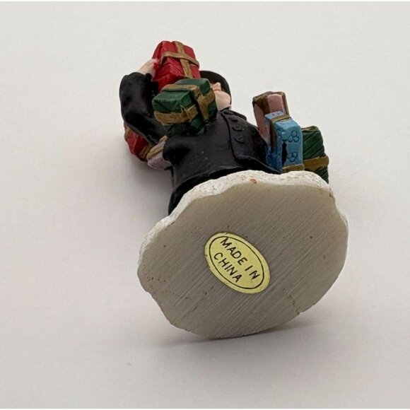 Vintage Christmas Village Figurine Man Holding Gifts Dad Last Minute Shopping - Picture 6 of 7
